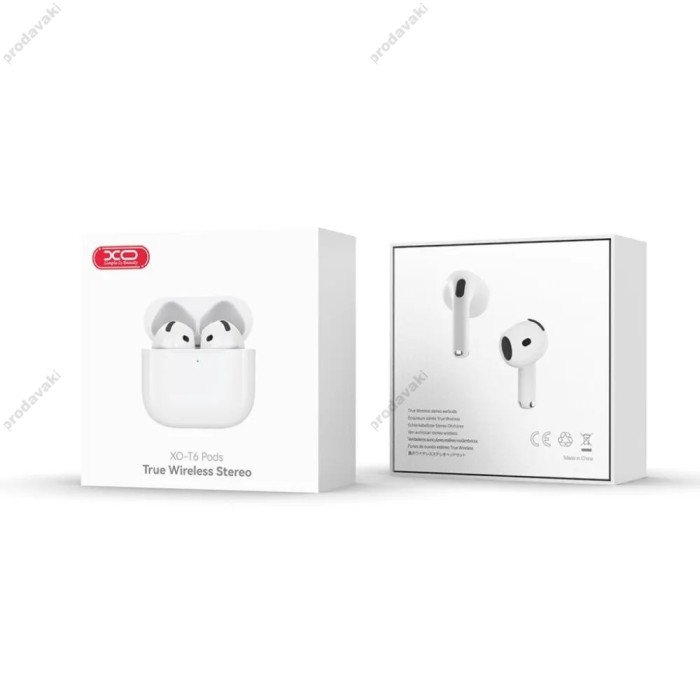 Бездротові Bluetooth навушники XO T6 Pods (6th generation) headset BT 5.4 White